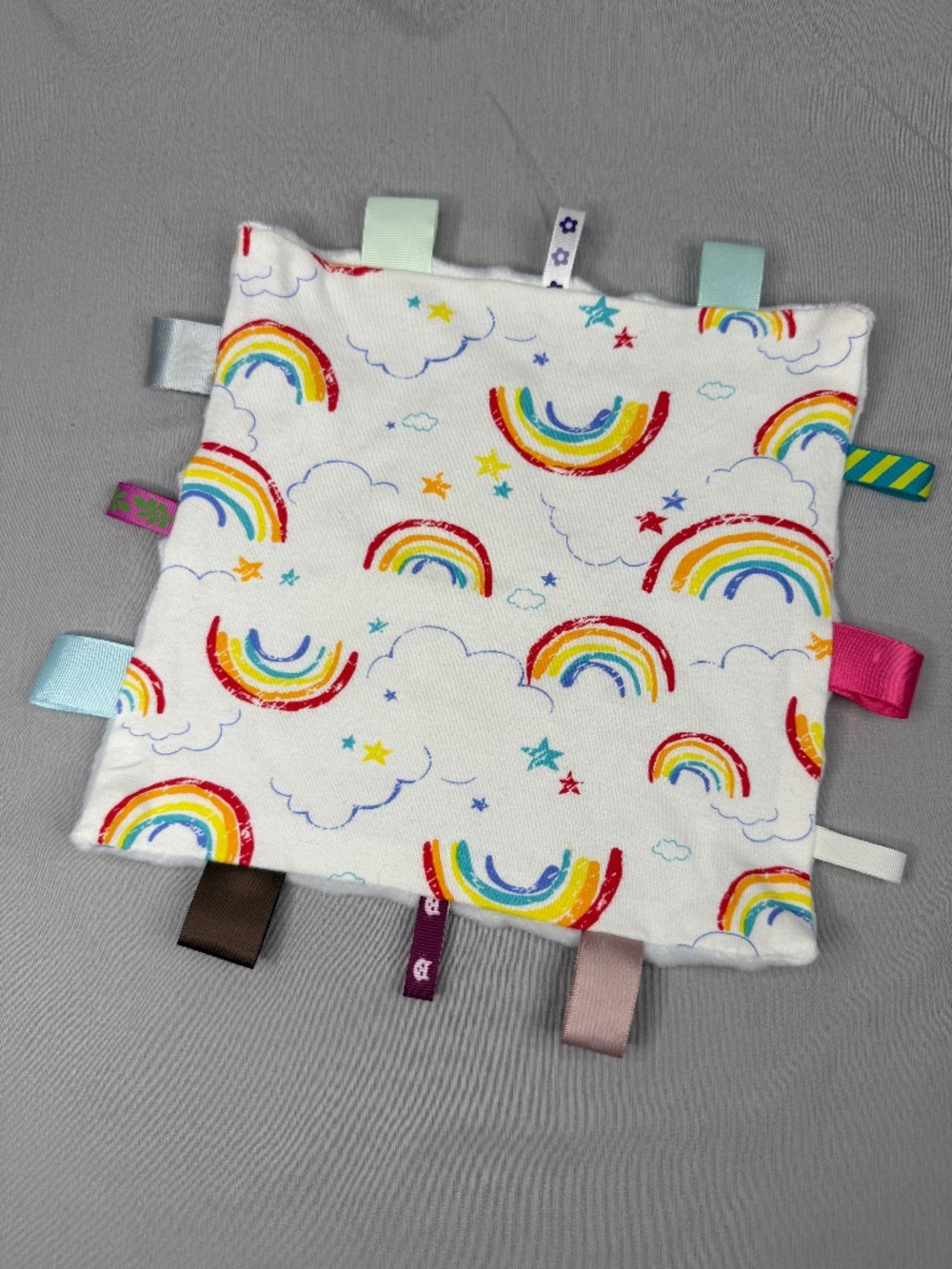 FREE w/ Order - Soft Touch Tag Security Blanket – Rainbow 9”